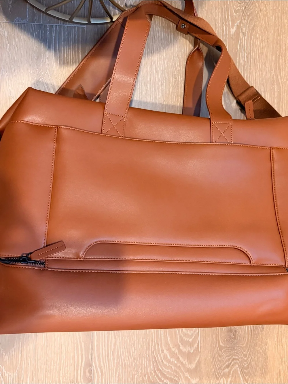 Leather Duffel Bag - Brown - Unknown Brand